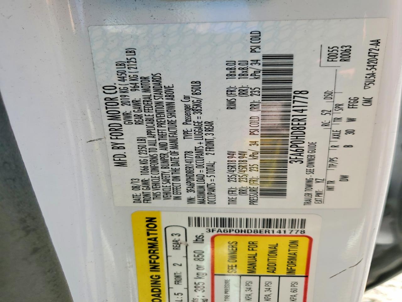 2014 FORD FUSION SE photo 37