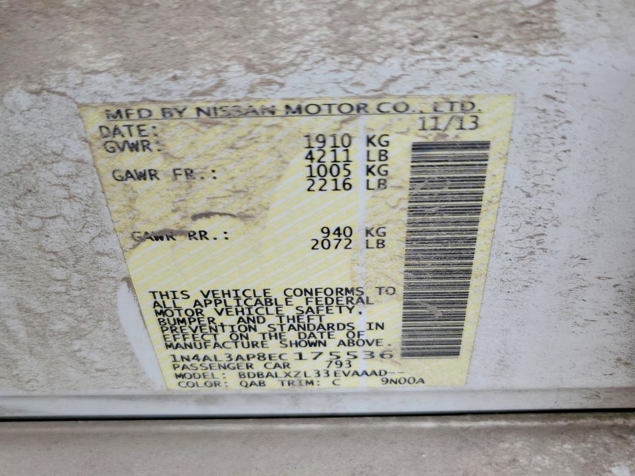 2014 NISSAN ALTIMA 2.5 photo 13