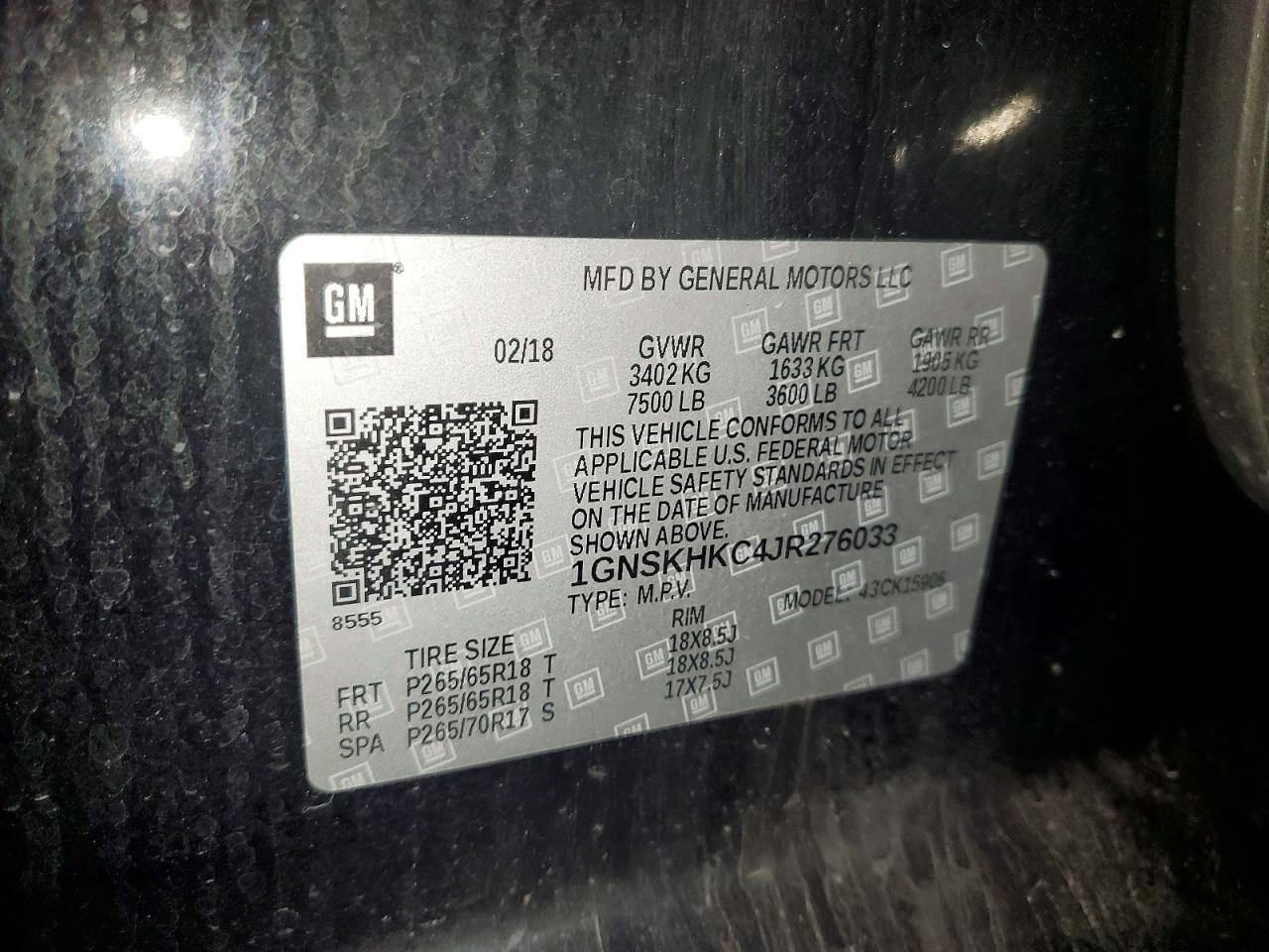 2018 CHEVROLET SUBURBAN K1500 LT photo 13