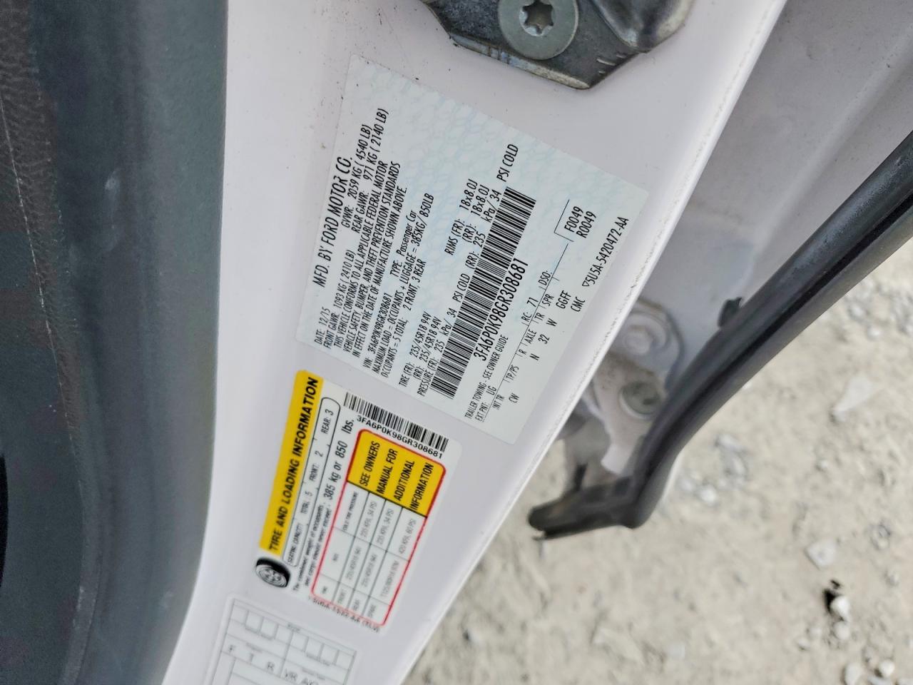 2016 FORD FUSION TITANIUM photo 12