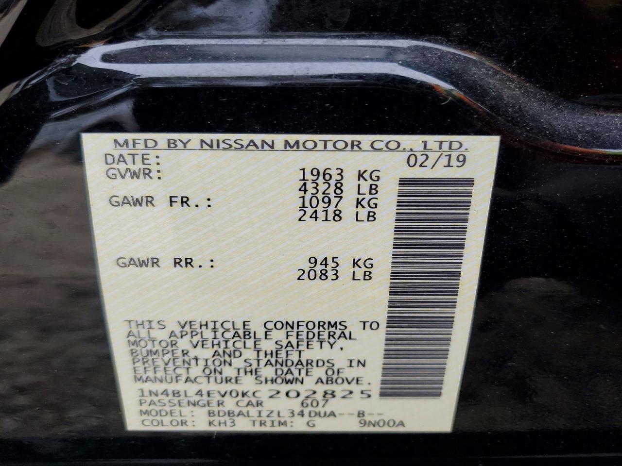 2019 NISSAN ALTIMA SL photo 25