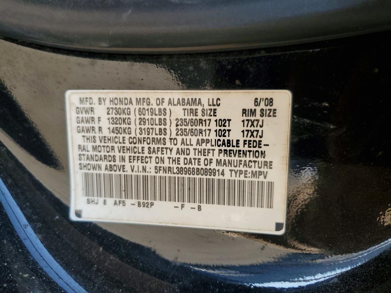 2008 HONDA ODYSSEY TOURING photo 13