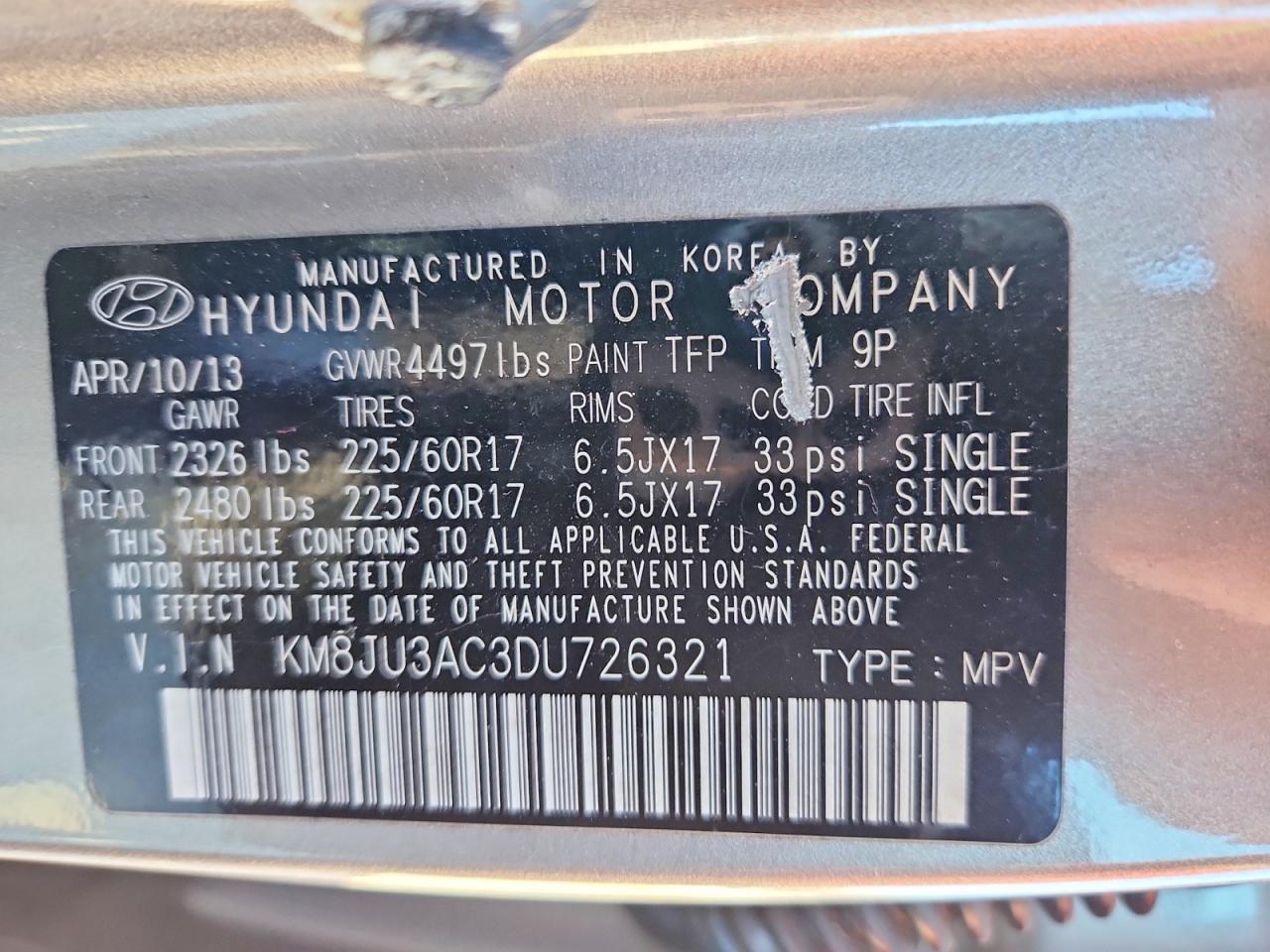 2013 HYUNDAI TUCSON GLS photo 25