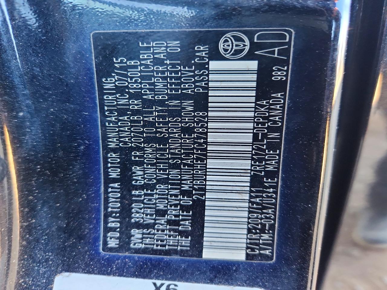 2015 TOYOTA COROLLA L photo 23