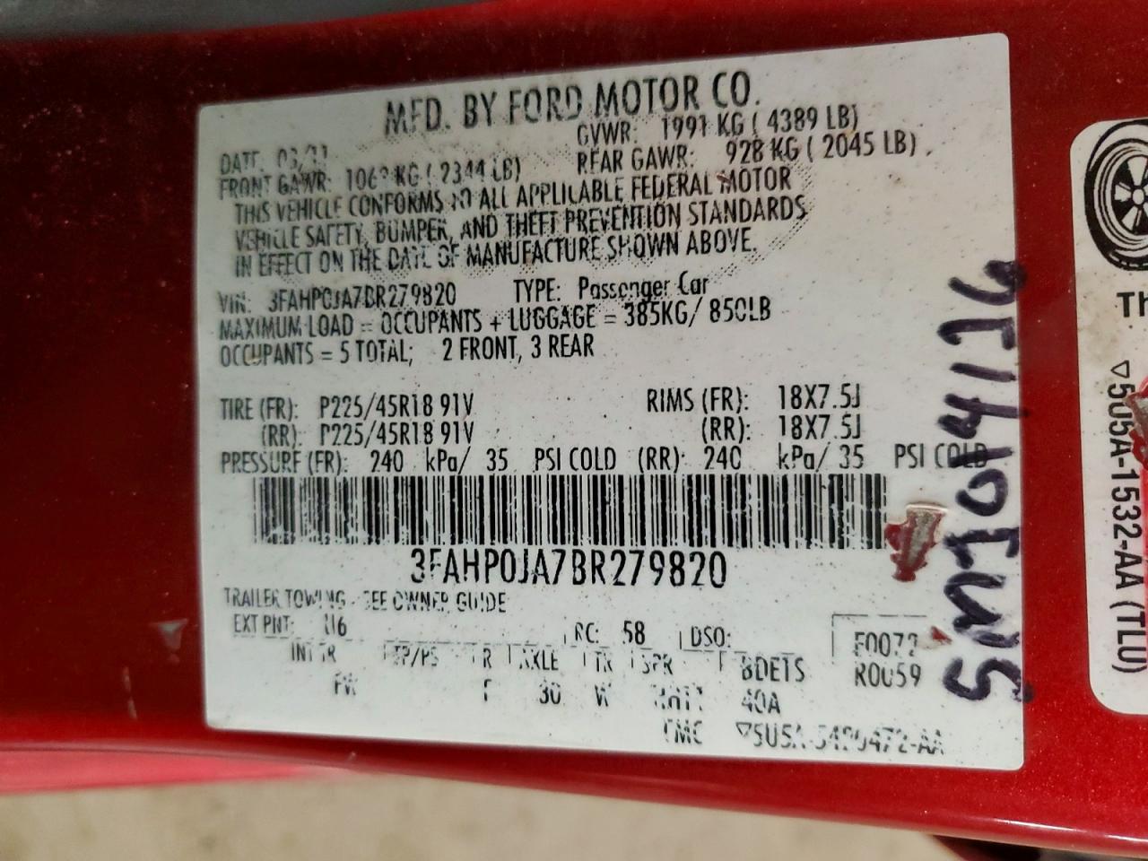 2011 FORD FUSION SEL photo 34
