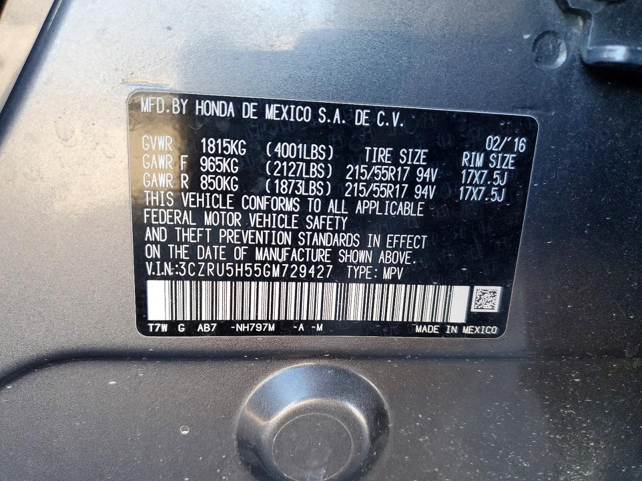2016 HONDA HR-V EX photo 13