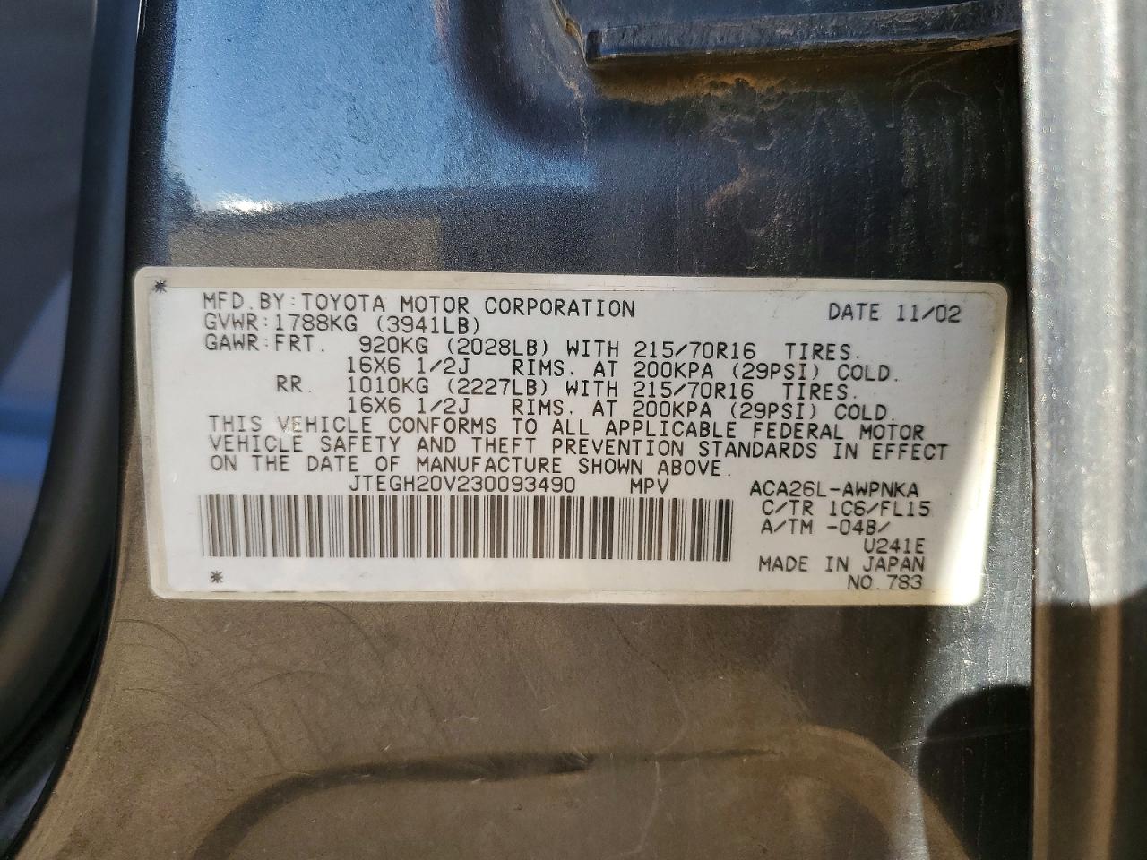 2003 TOYOTA RAV4 BASE photo 12