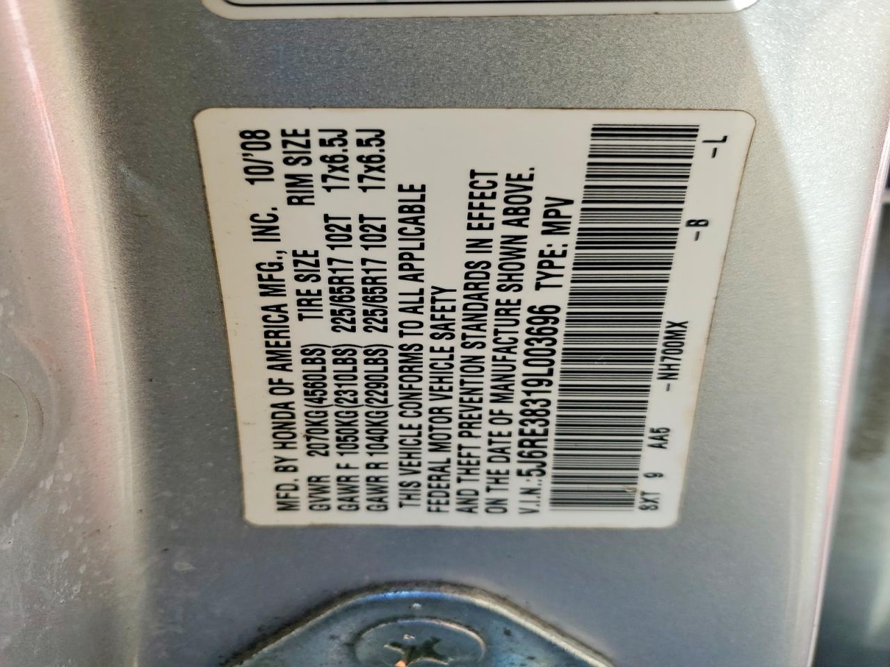 2009 HONDA CR-V LX photo 25