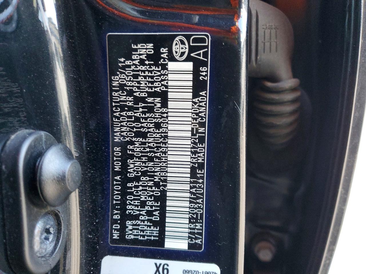 2014 TOYOTA COROLLA L photo 12