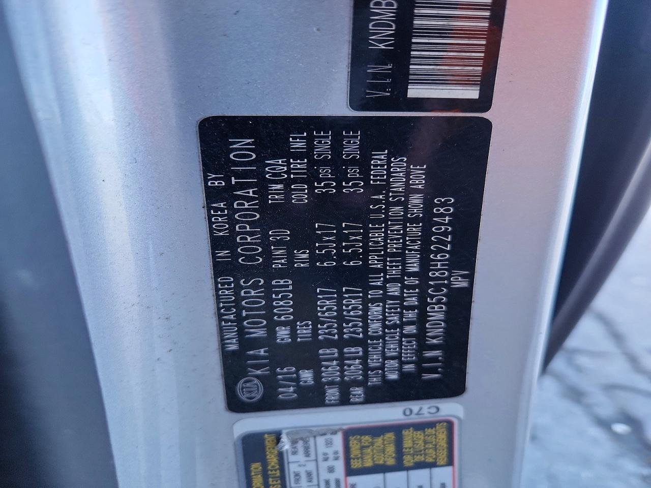 2017 KIA SEDONA LX photo 37