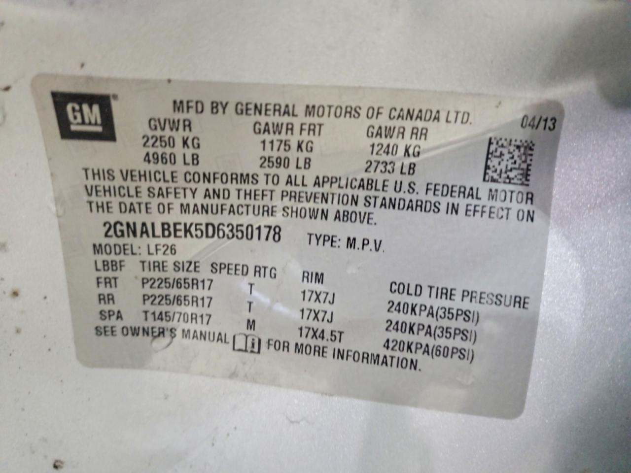 2013 CHEVROLET EQUINOX LS photo 25