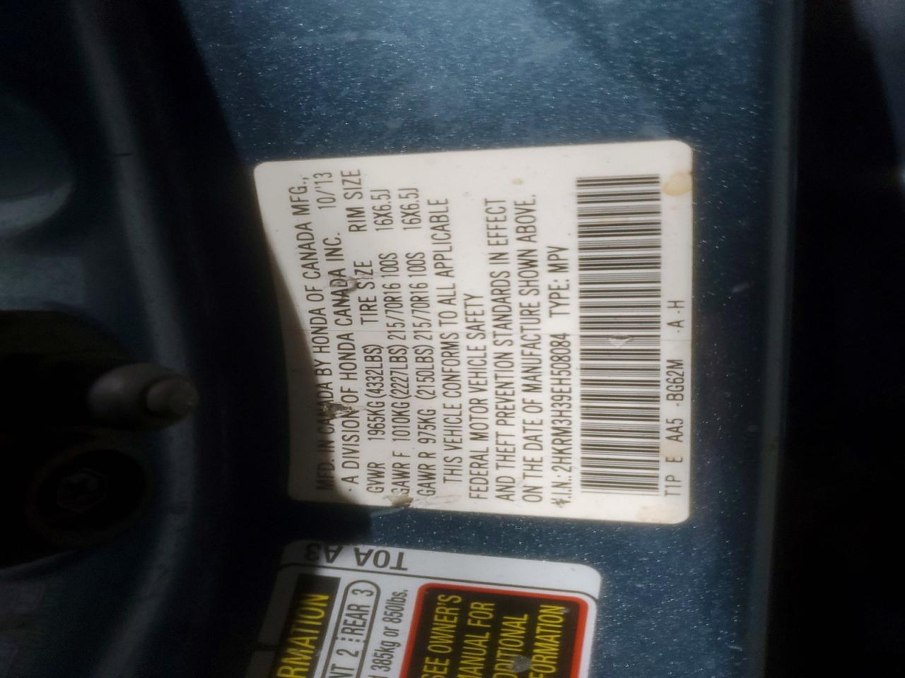 2014 HONDA CR-V LX photo 13