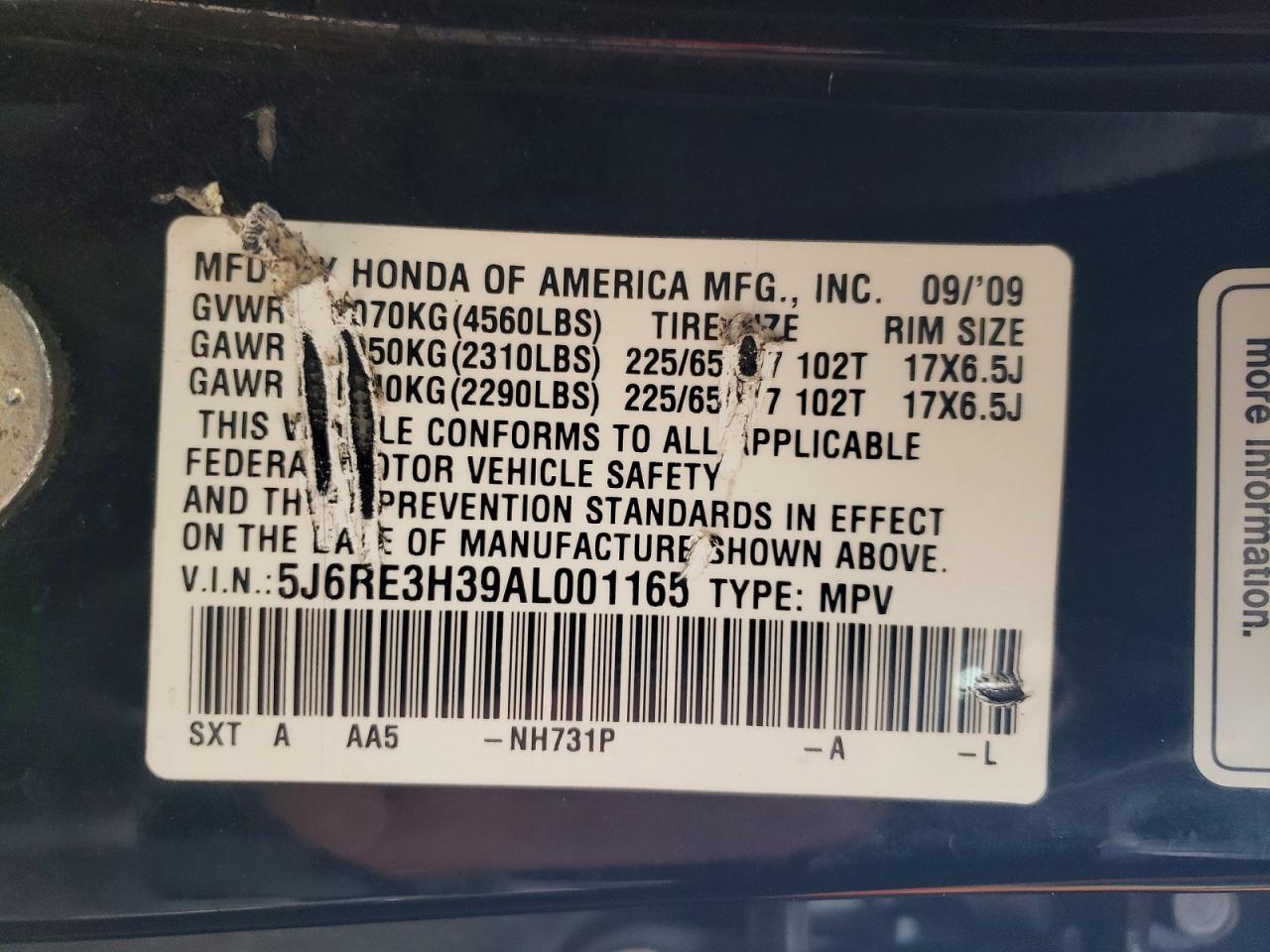 2010 HONDA CR-V LX photo 37