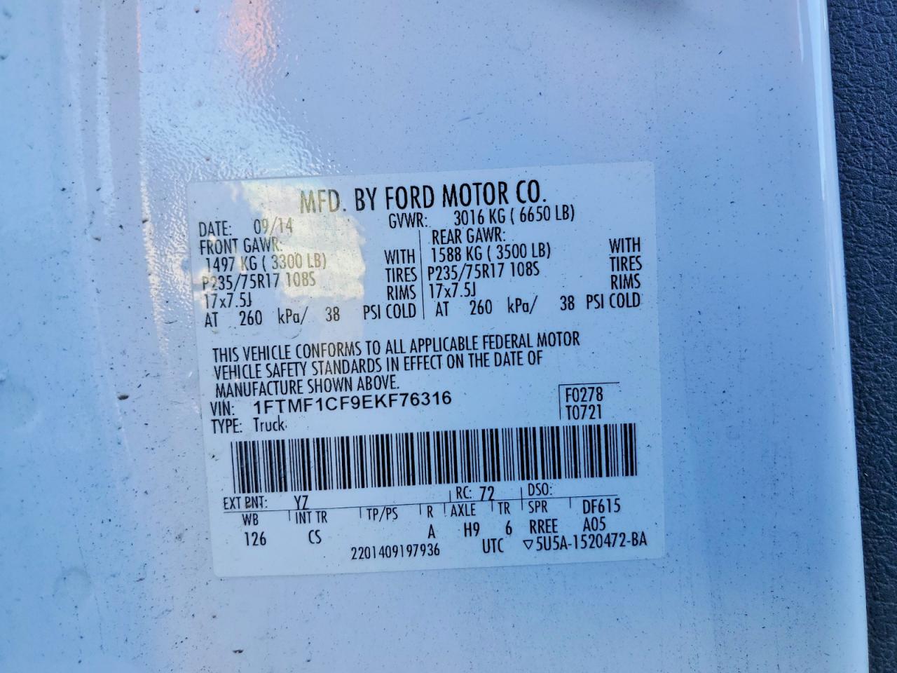 2014 FORD F150 photo 12