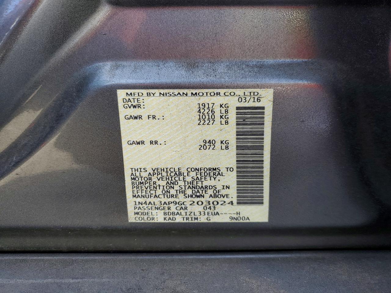 2016 NISSAN ALTIMA 2.5 SV photo 34