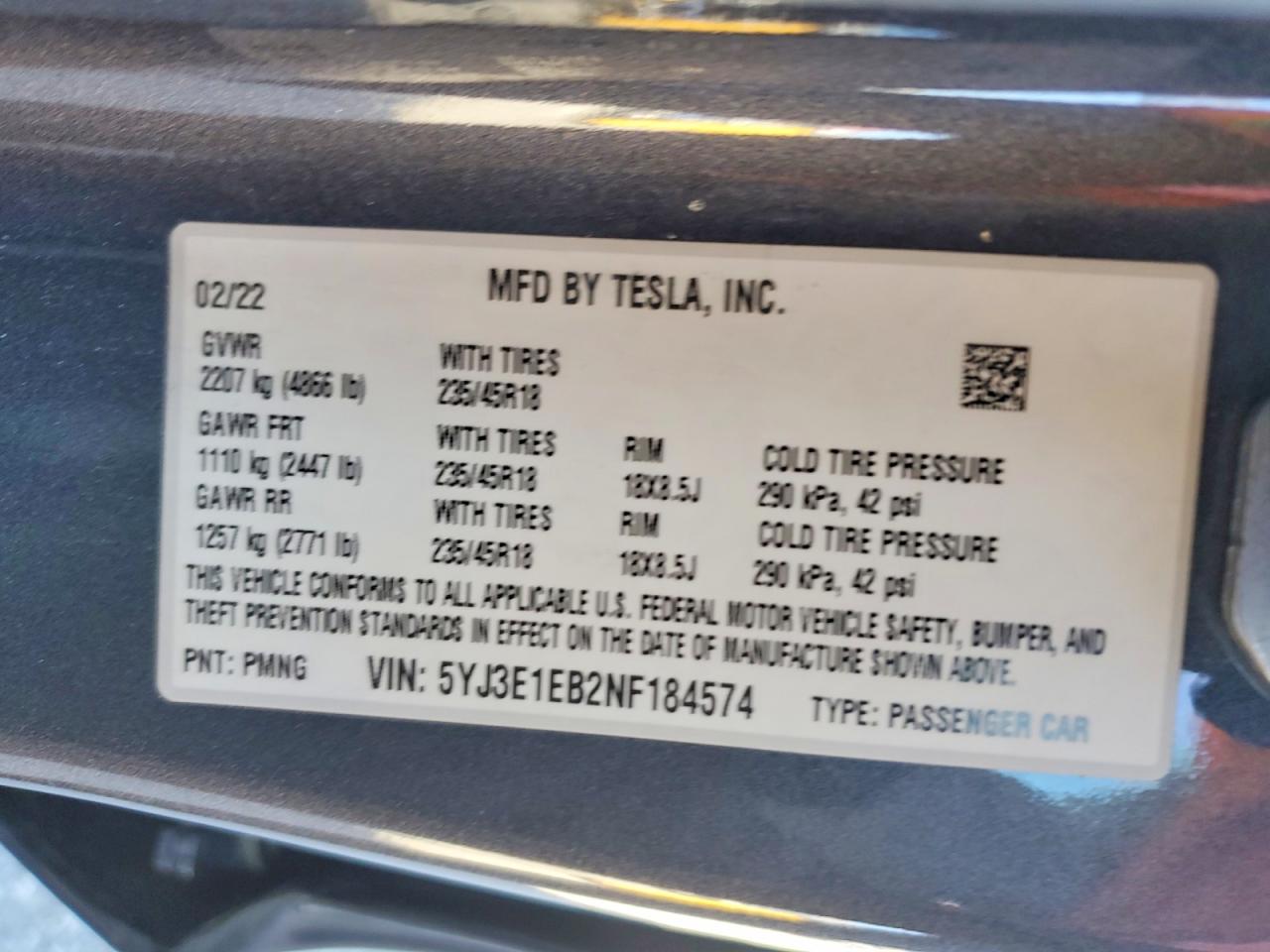 2022 TESLA MODEL 3 photo 37