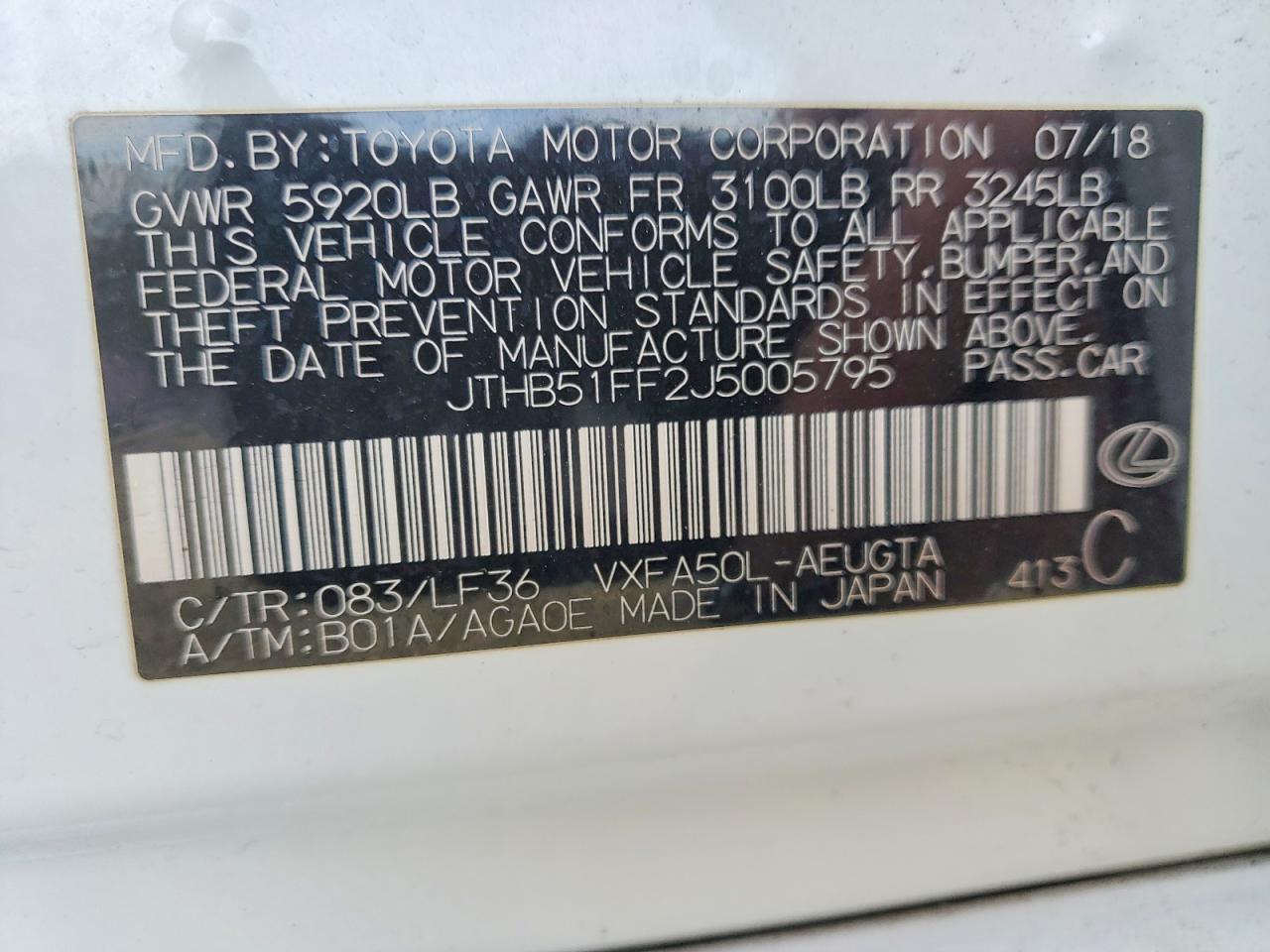 2018 LEXUS LS 500 BASE photo 23