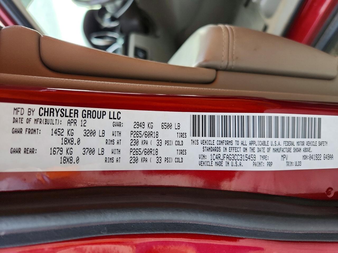 2012 JEEP GRAND CHEROKEE LAREDO photo 14