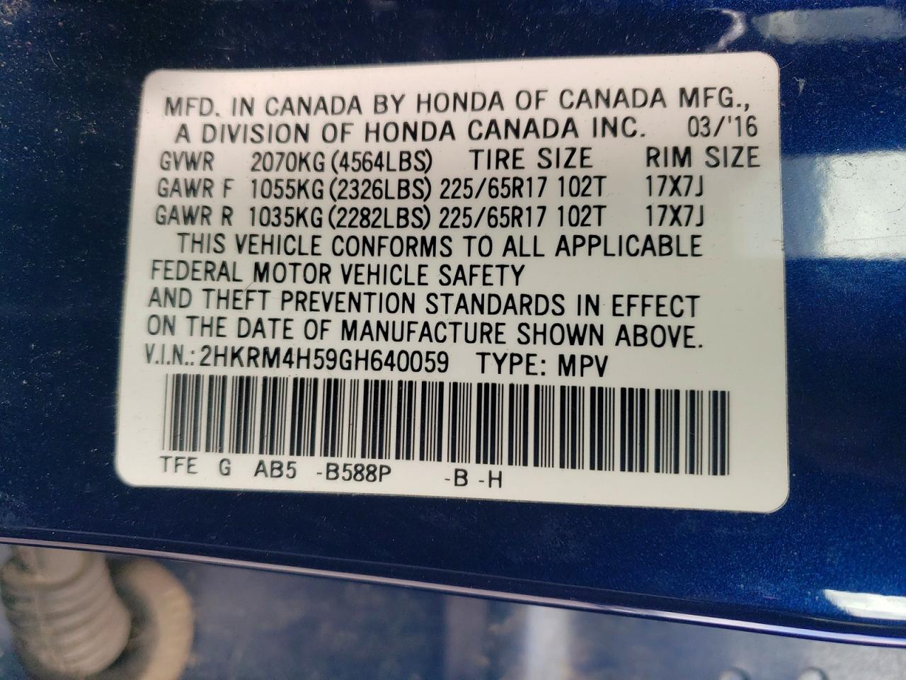 2016 HONDA CR-V EX photo 37