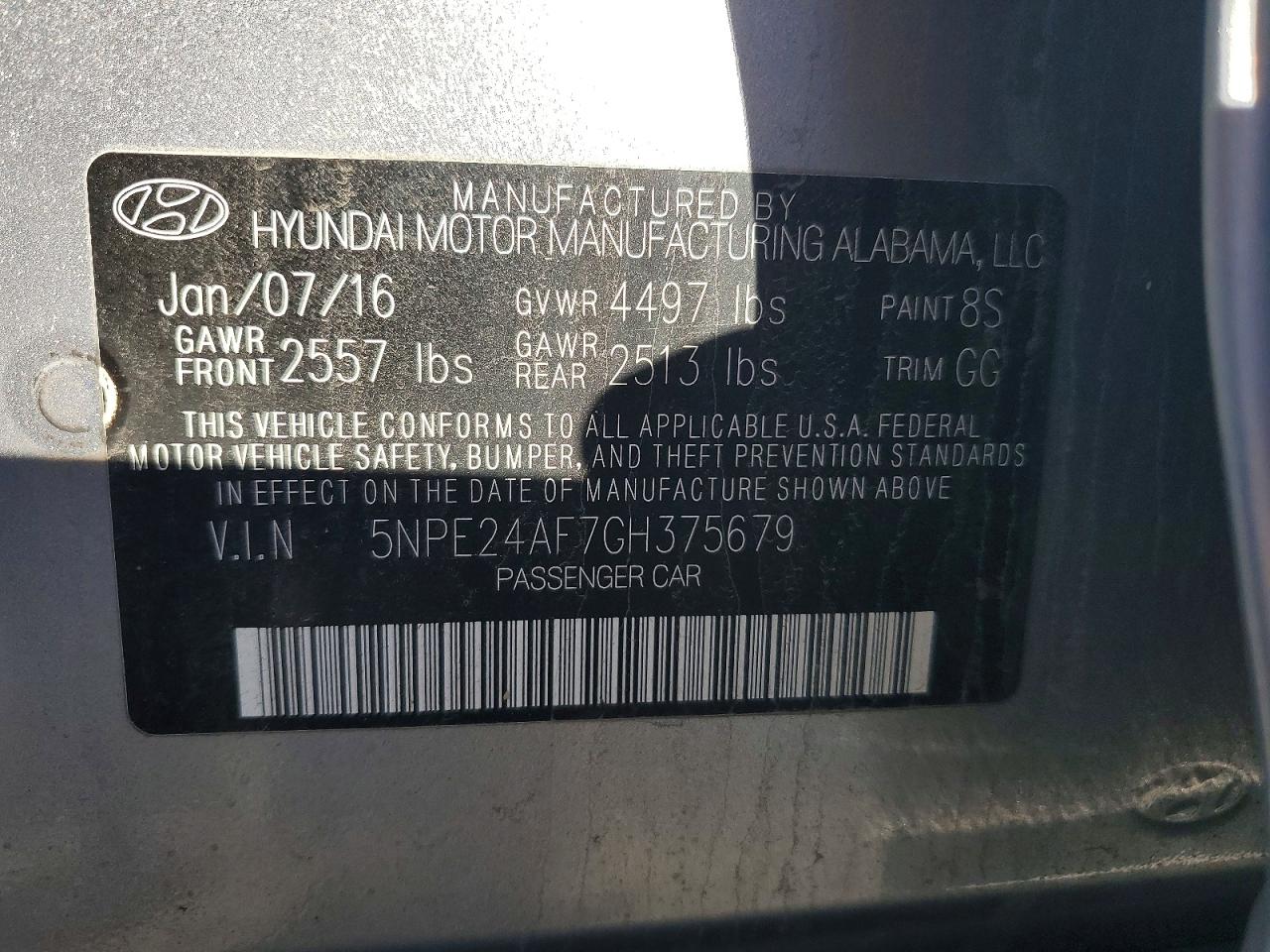 2016 HYUNDAI SONATA photo 12