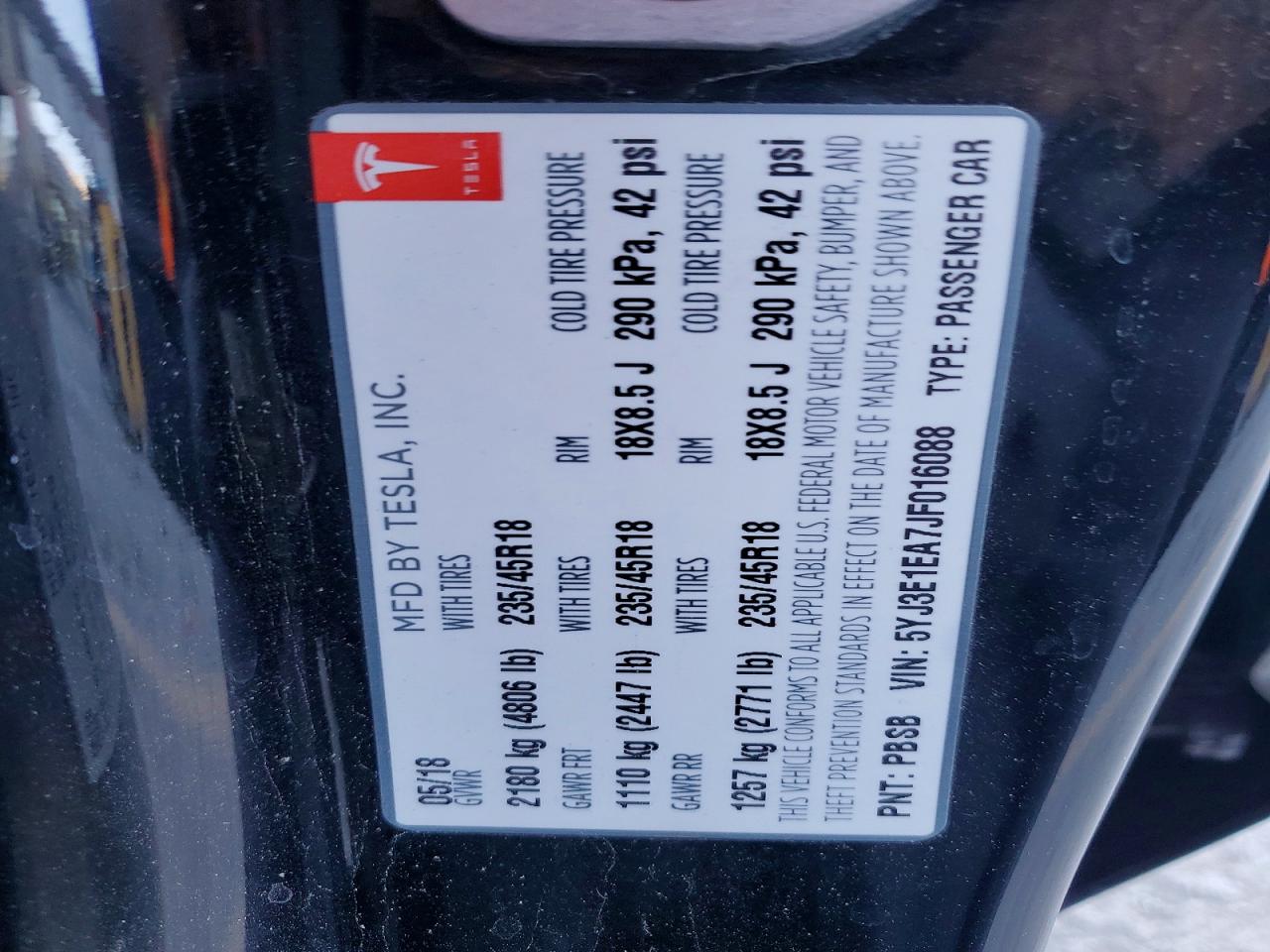 2018 TESLA MODEL 3 photo 37