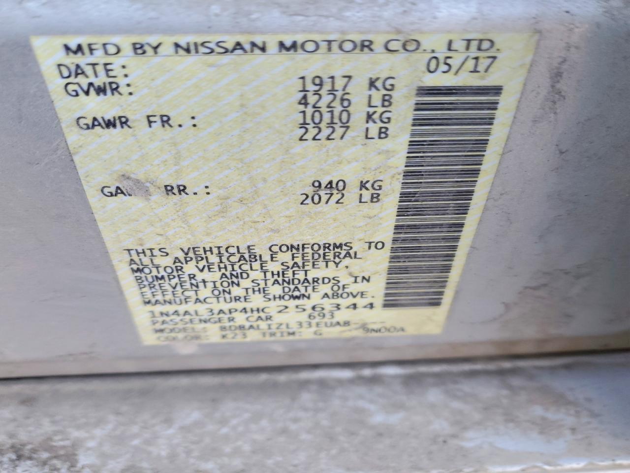 2017 NISSAN ALTIMA 2.5 photo 23