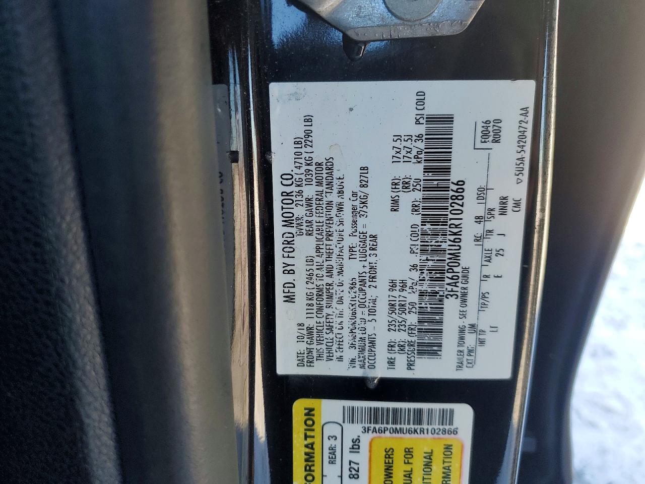 2019 FORD FUSION SEL photo 23