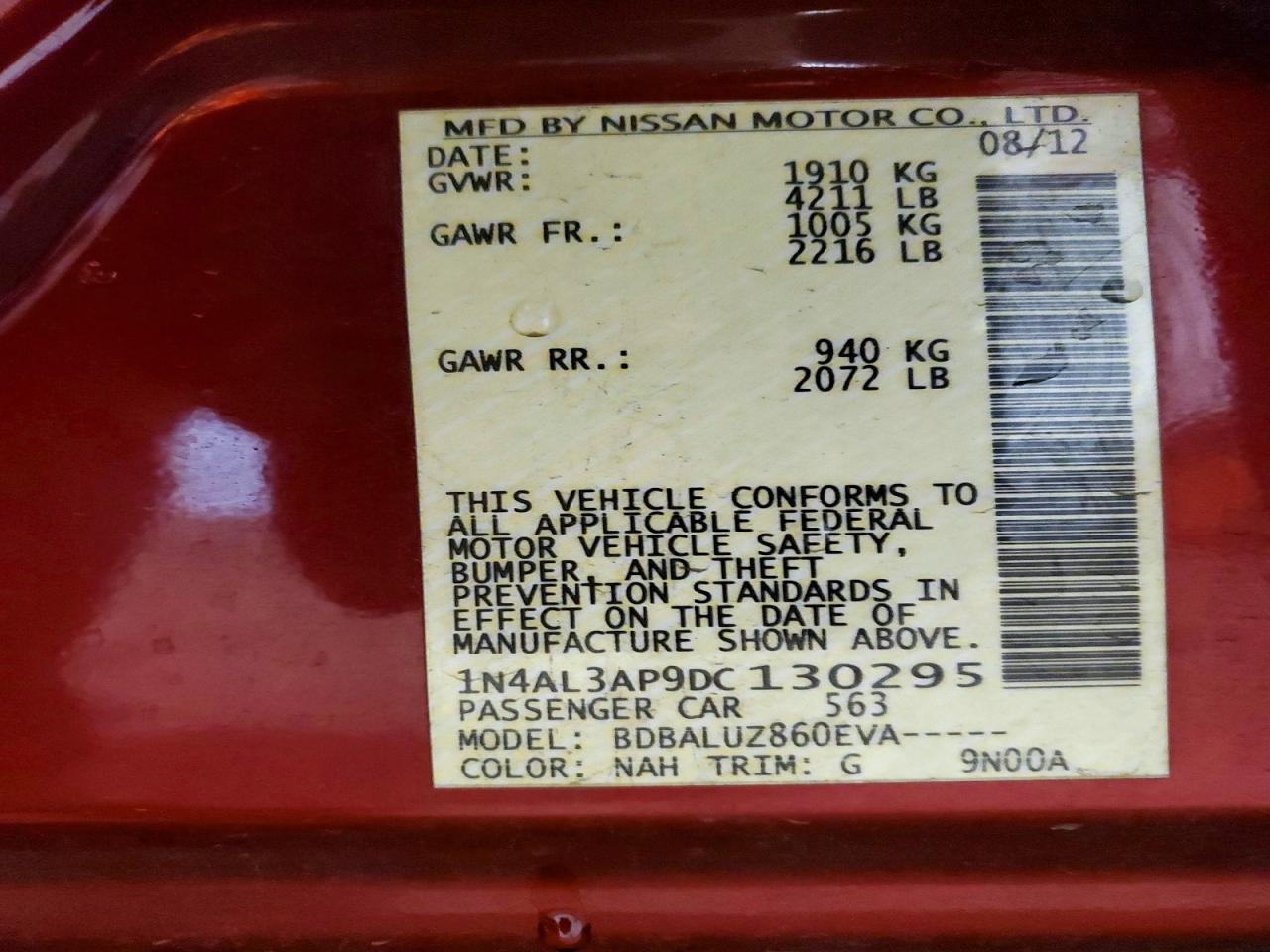 2013 NISSAN ALTIMA 2.5 photo 12