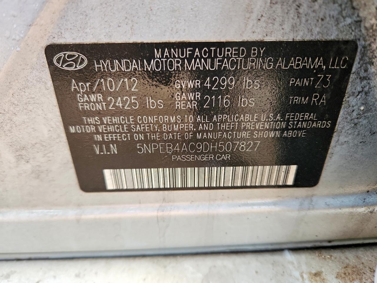 2013 HYUNDAI SONATA GLS photo 12