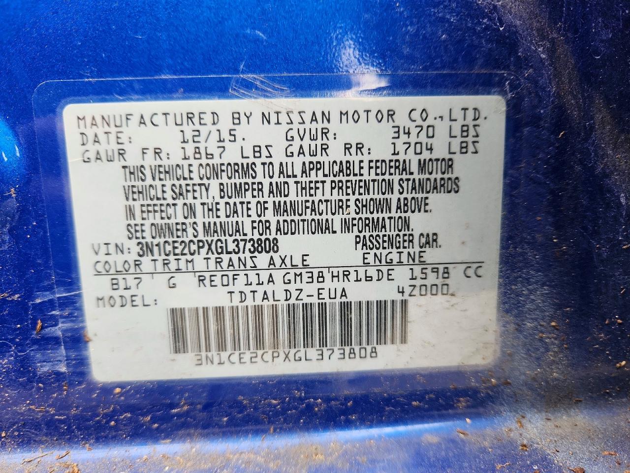 2016 NISSAN VERSA NOTE S photo 12