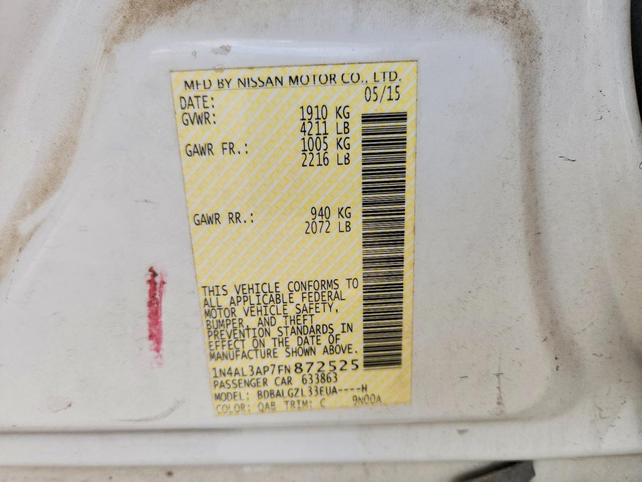 2015 NISSAN ALTIMA 2.5 photo 12