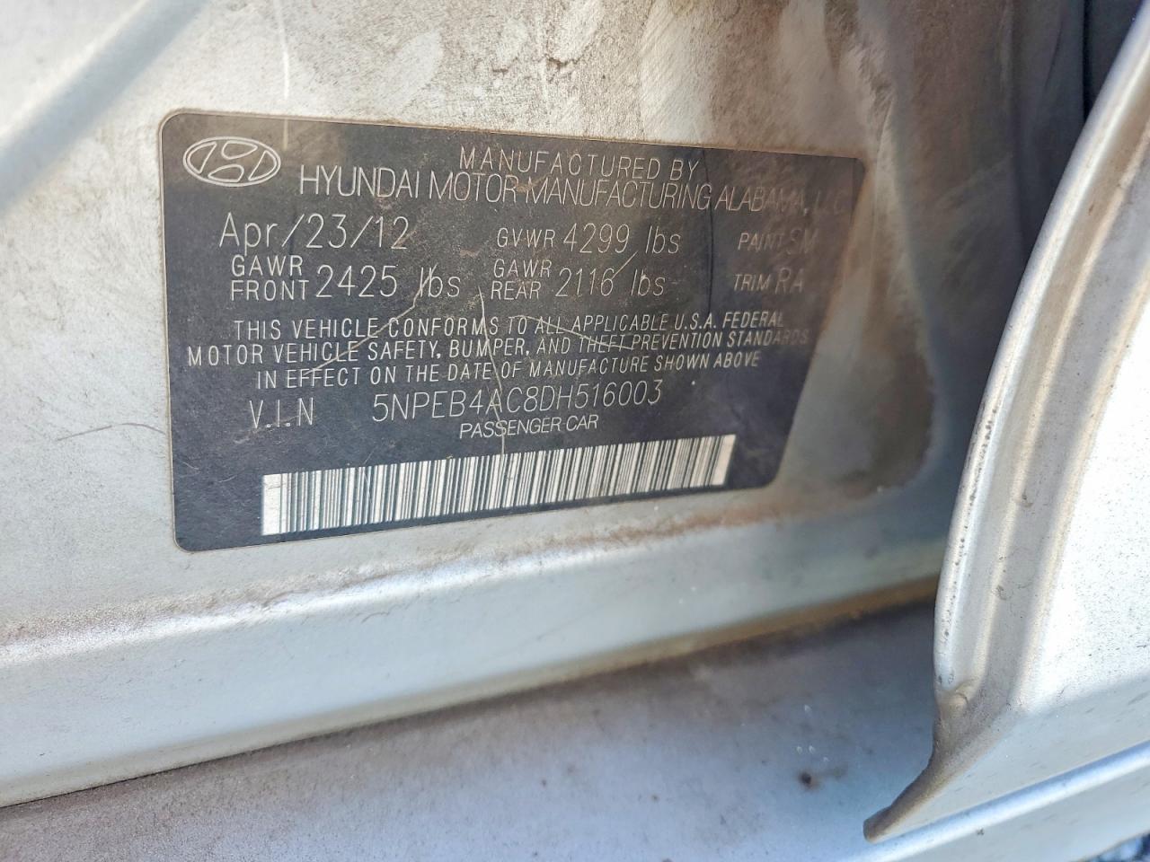 2013 HYUNDAI SONATA GLS photo 34