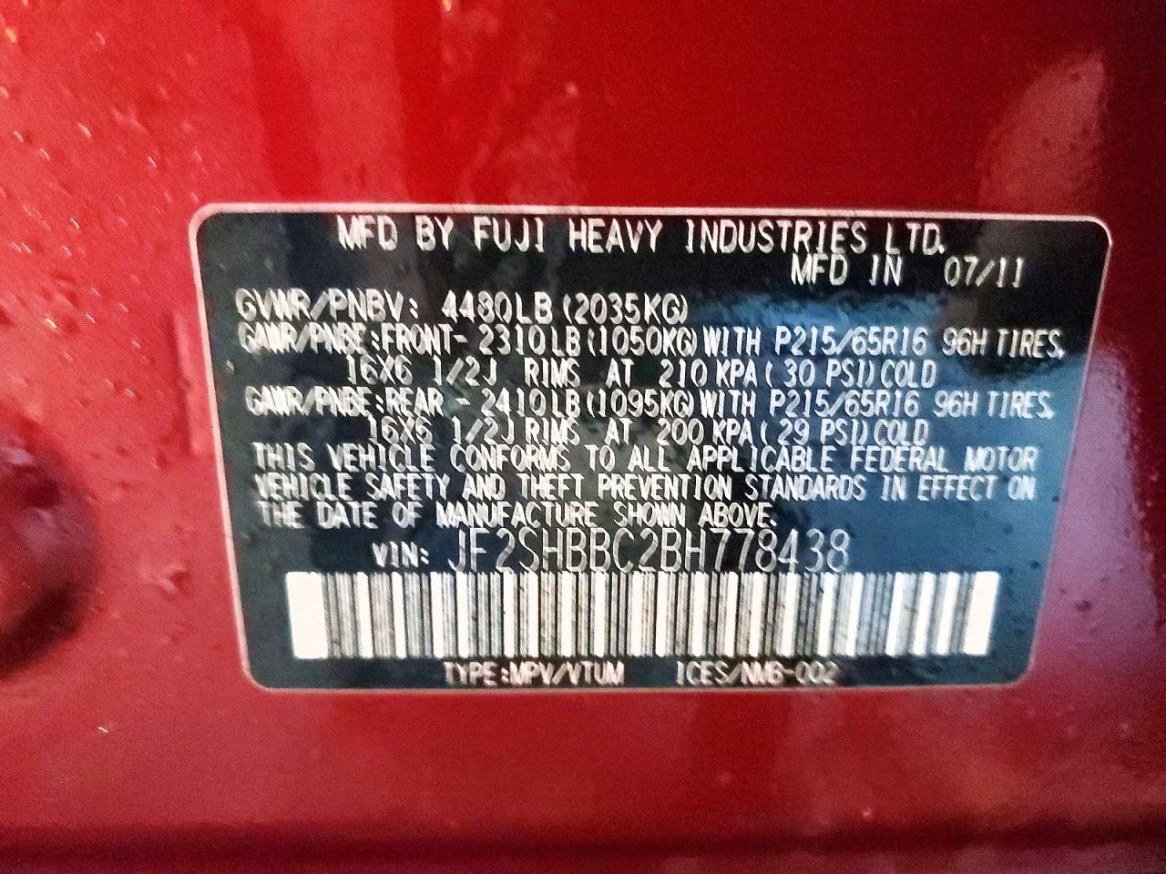 2011 SUBARU FORESTER 2.5X photo 49