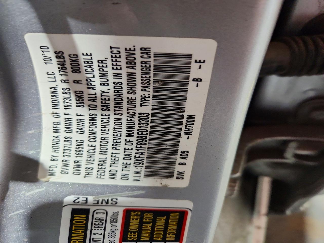 2011 HONDA CIVIC EX photo 23