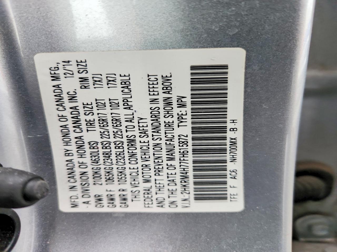2015 HONDA CR-V EXL photo 23
