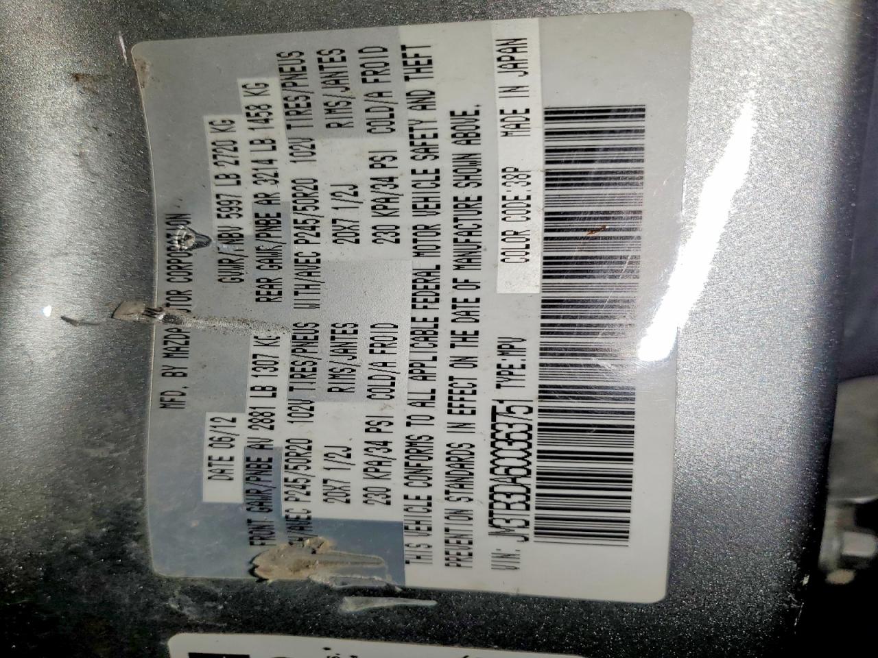 2012 MAZDA CX-9 photo 13