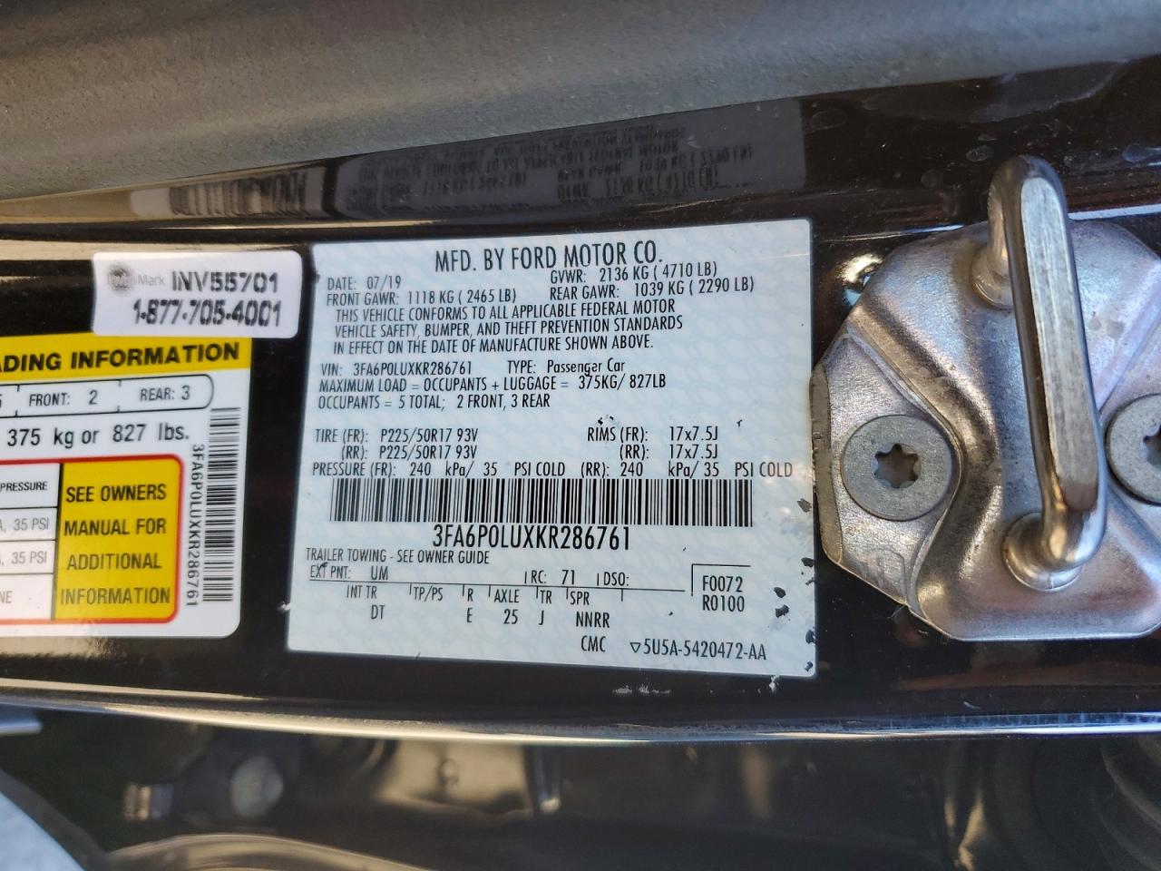 2019 FORD FUSION SE photo 13