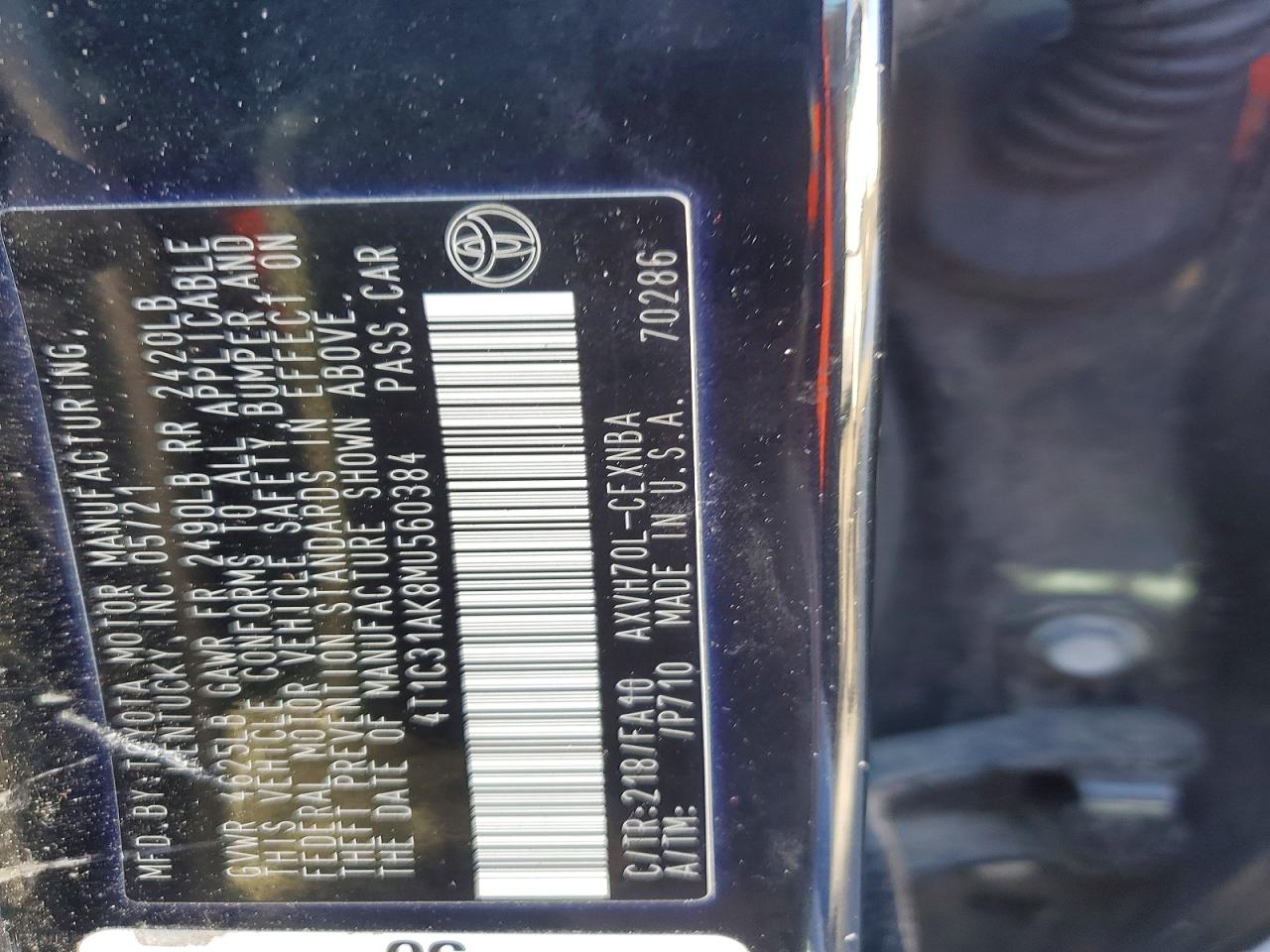 2021 TOYOTA CAMRY LE photo 25