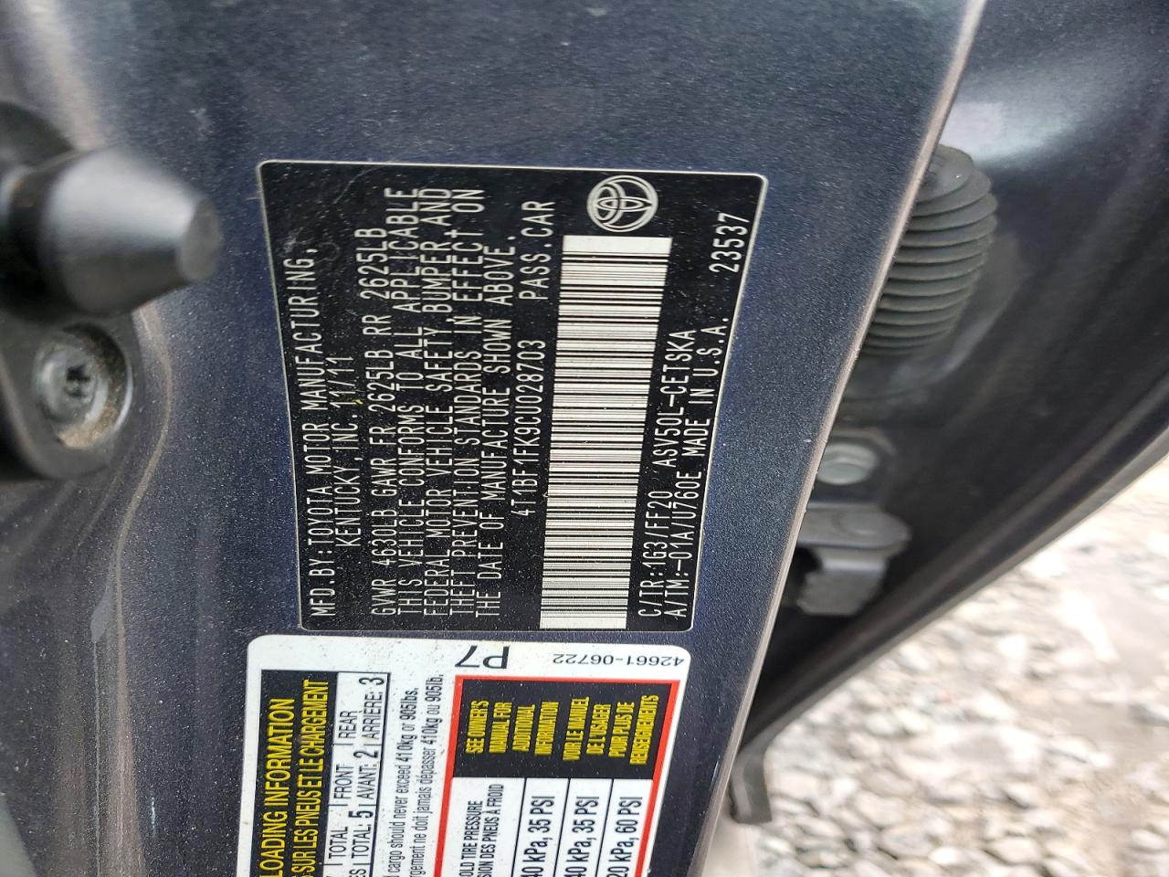 2012 TOYOTA CAMRY SE photo 23