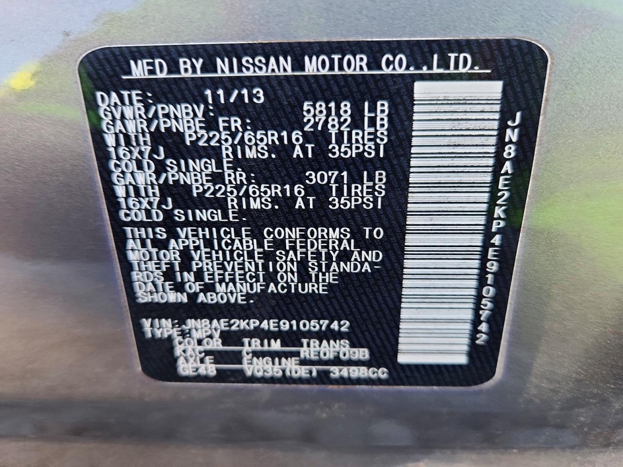 2014 NISSAN QUEST S photo 13