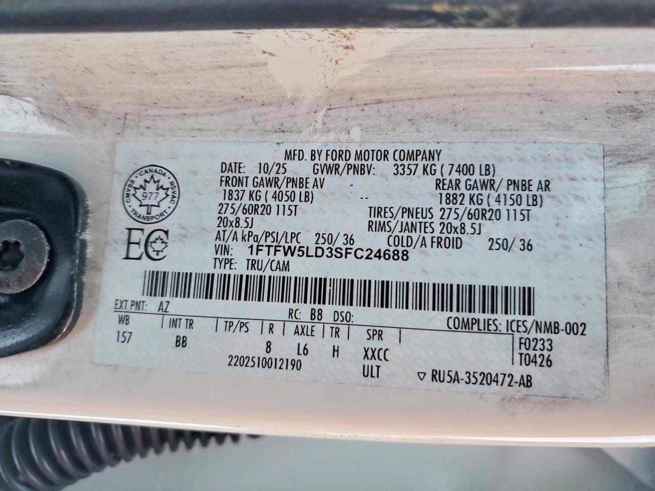 2025 FORD F150 LARIAT photo 12