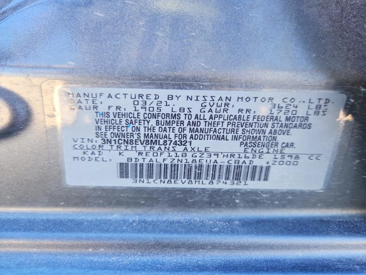 2021 NISSAN VERSA SV photo 34