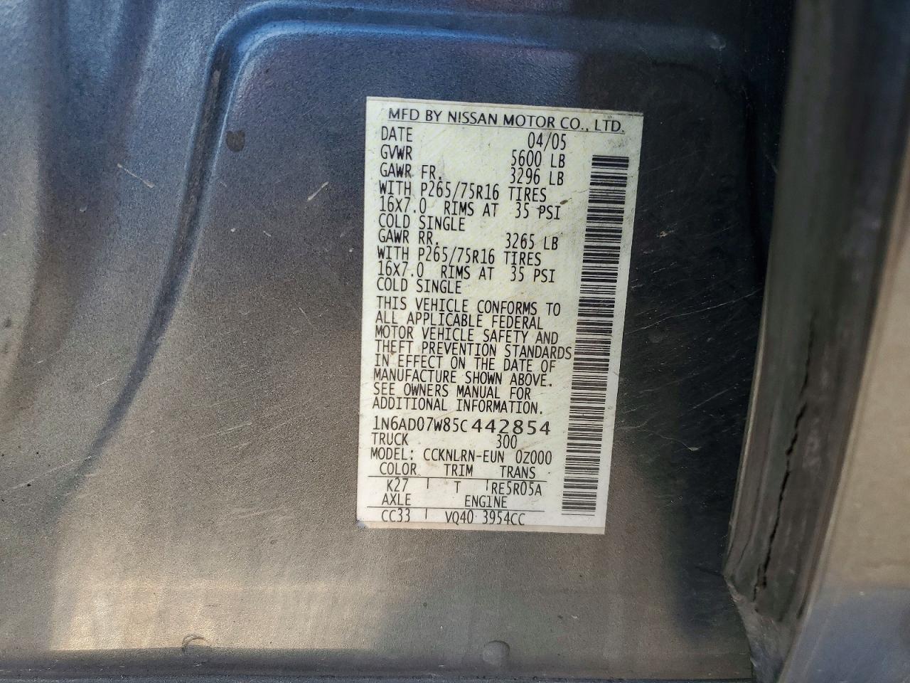 2005 NISSAN FRONTIER CREW CAB LE photo 12