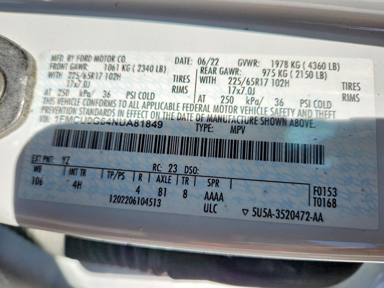 2022 FORD ESCAPE SE photo 27