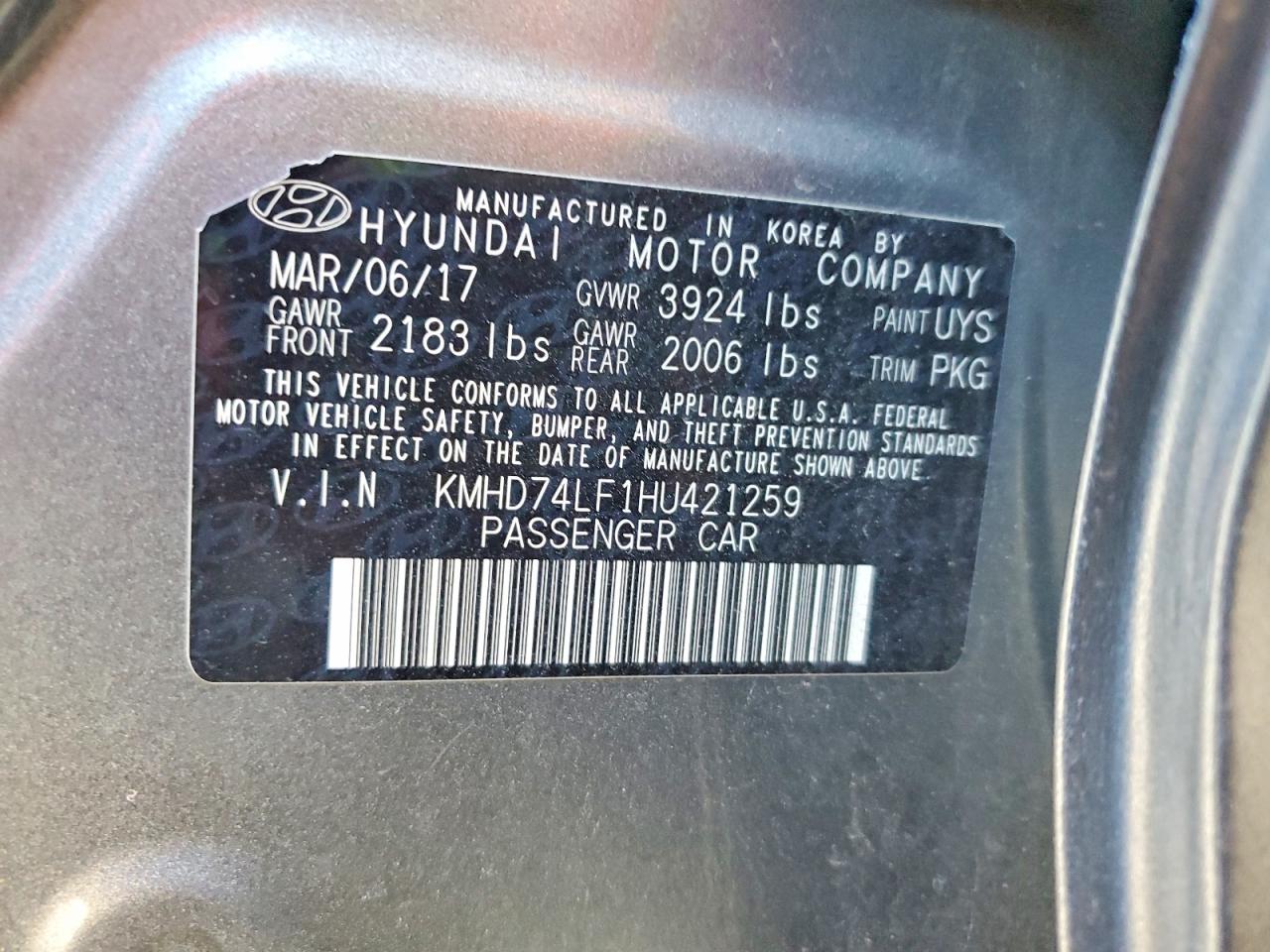 2017 HYUNDAI ELANTRA SE photo 12