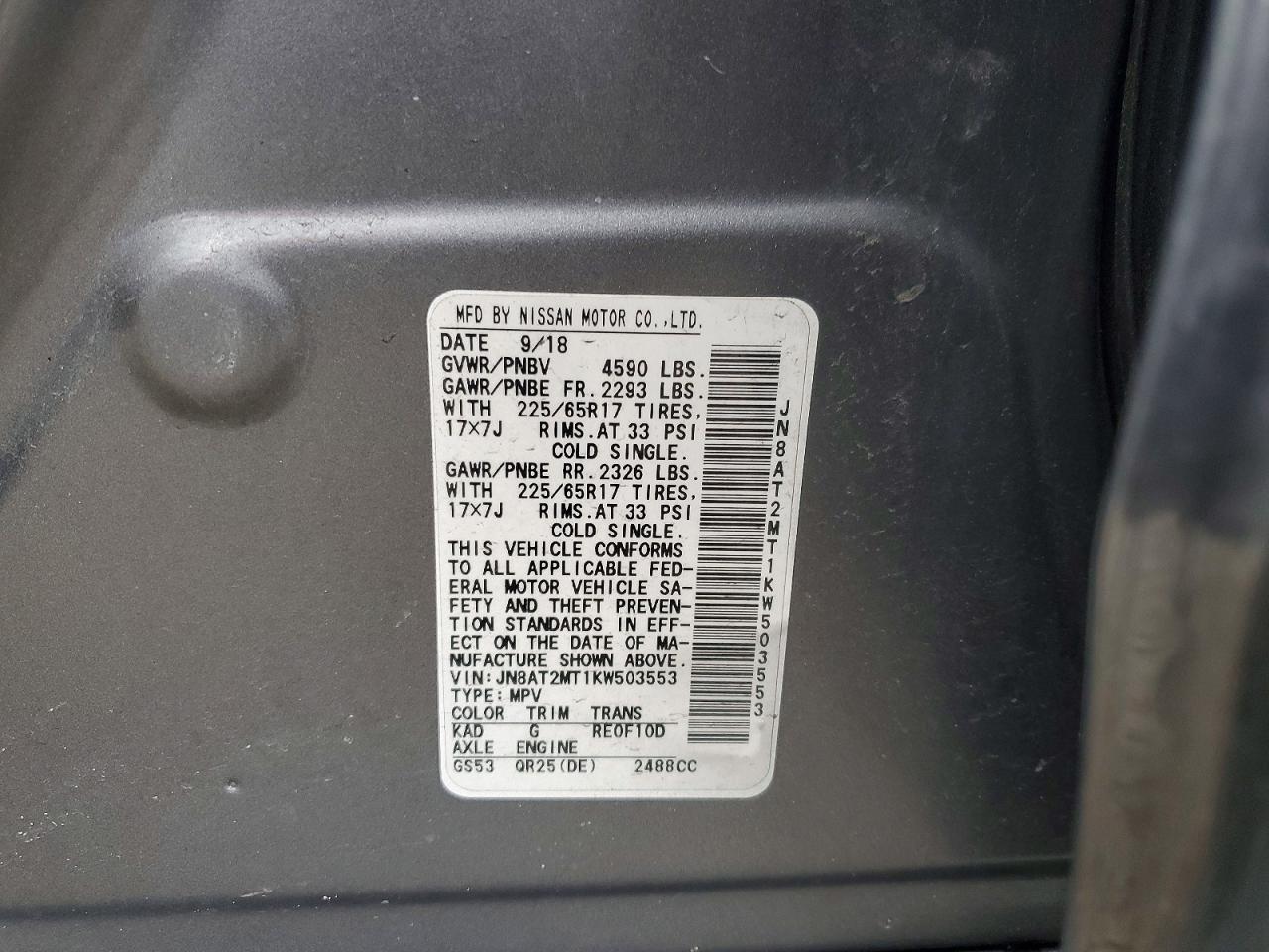 2019 NISSAN ROGUE S photo 13