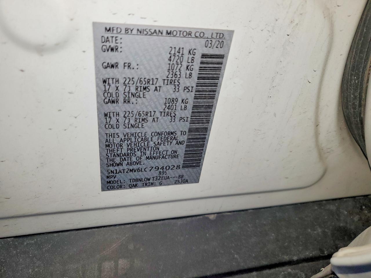 2020 NISSAN ROGUE SV photo 13