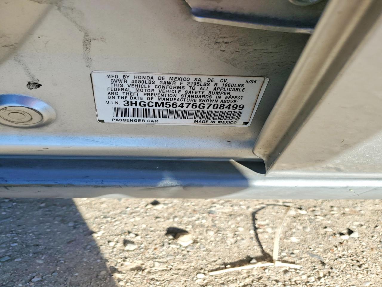 2006 HONDA ACCORD LX photo 25