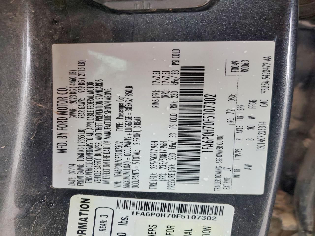 2015 FORD FUSION SE photo 12
