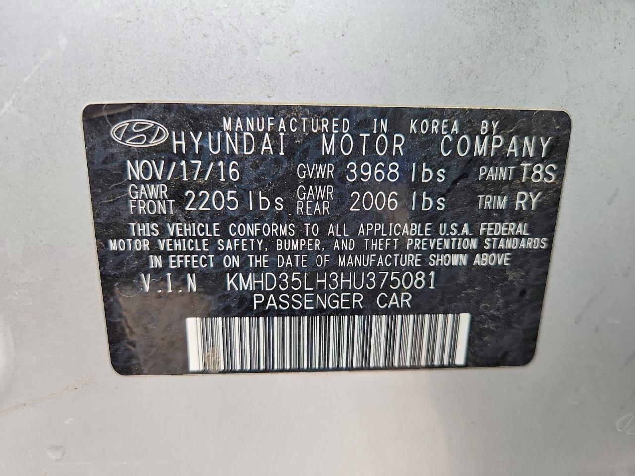 2017 HYUNDAI ELANTRA GT BASE photo 12